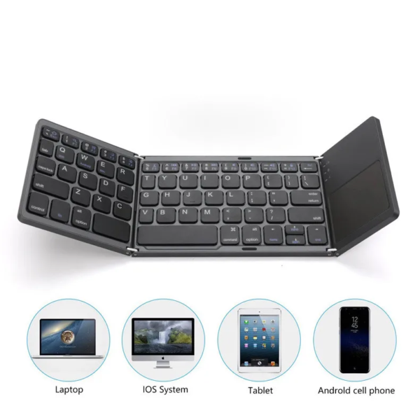 Optimuz Keyboard Bluetooth Portable Three Folding Magnetic Touchpad - Gray - Gambar 5