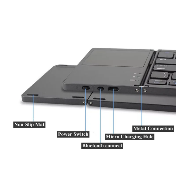 Optimuz Keyboard Bluetooth Portable Three Folding Magnetic Touchpad - Gray - Gambar 8