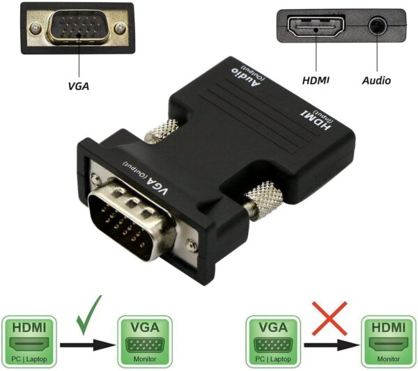 Adaptor Converter HDMI Female to VGA Male 1080P Audio Port - Gambar 4