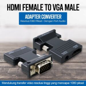 Adaptor Converter HDMI Female to VGA Male 1080P Audio Port