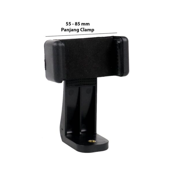 Smartphone Clip Bracket Holder Mount Tripod Monopod - Black - Gambar 3