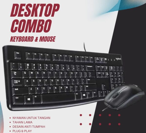 Keyboard Logitech Combo plus Mouse - Black - Gambar 3