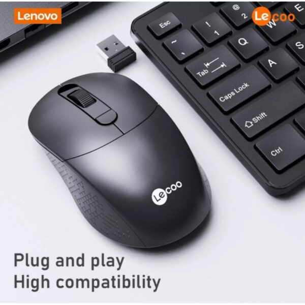 Lenovo Lecoo Keyboard Mouse Combo Set Wireless - Black - Gambar 3