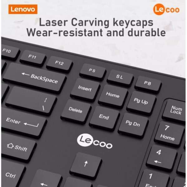 Lenovo Lecoo Keyboard Mouse Combo Set Wireless - Black - Gambar 5