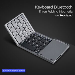 Optimuz Keyboard Bluetooth Portable Three Folding Magnetic Touchpad - Gray