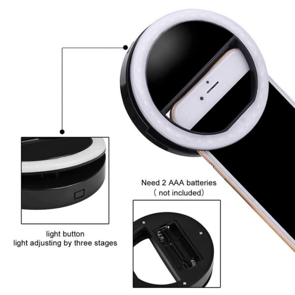 Lampu LED Smartphone Selfie Ring Spotlight Flash Lamp - B3A - White - Gambar 3