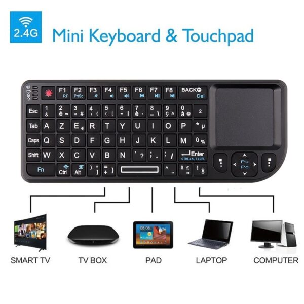 Keyboard HotLouse Wireless Mini Keyboard Pointer 2.4GHz Dengan Touch Pad - Black - Gambar 2