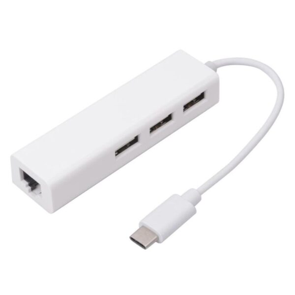 USB Type C LAN Ethernet Adaptor with 3 Port USB Hub 2.0 - Gambar 3