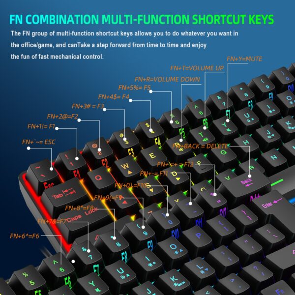 Keyboard Gaming RGB Backlit Mechanical YFruitful  Feel 61 Key Wired - Black - Gambar 8